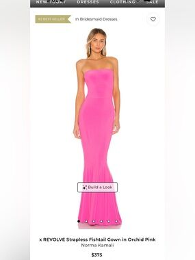 Norma Kamali Strapless Fishtail Gown In Orchid pink